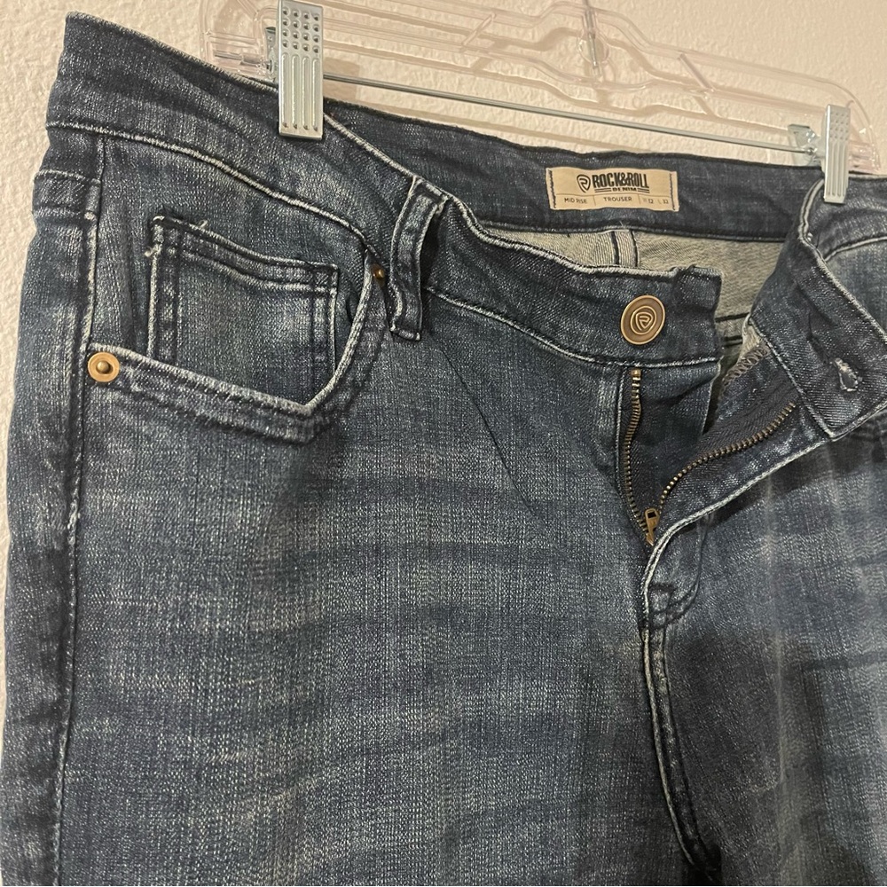Rock & Roll Denim Cowgirl Leather Patch Jeans 32X32 - Picture 6 of 10